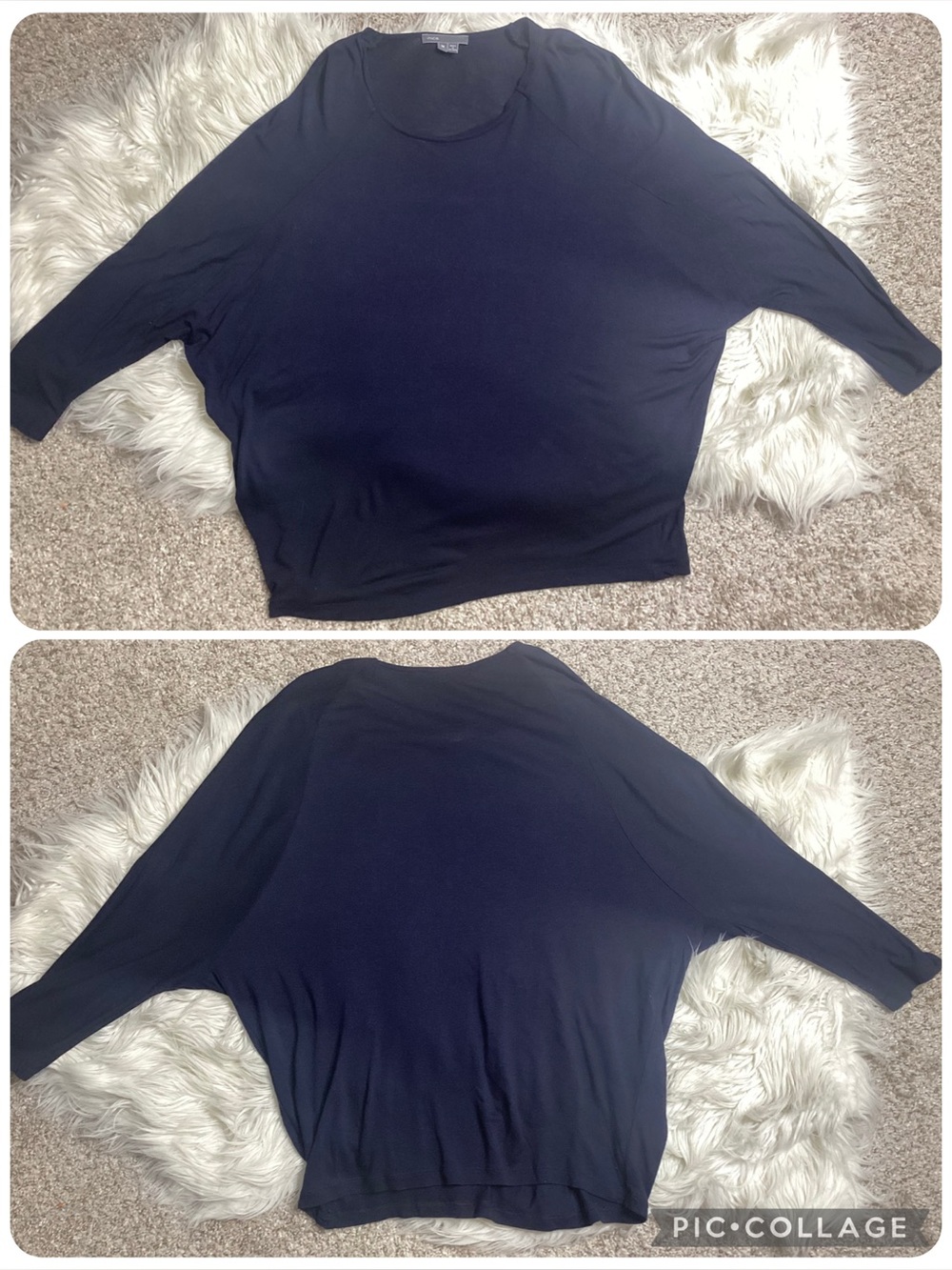 Vince Navy Dolman Sleeve Lightweight Top Med
